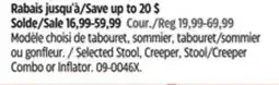 Canadian Tire Selected Stool, Creeper, Stool/Creeper Combo or Inflator offer