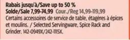 Canadian Tire Selected Servingware, Spice Rack and Grinder offer