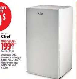 Canadian Tire MASTER Chef 3.3 Cu-Ft Fridge, White or Black offer