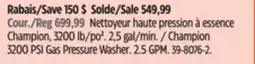 Canadian Tire Champion 3200 PSI Gas Pressure Washer offer