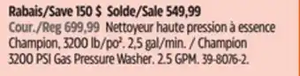 Canadian Tire Champion 3200 PSI Gas Pressure Washer offer