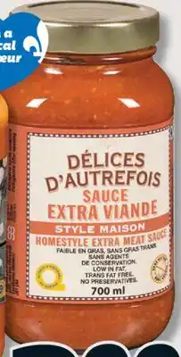 IGA DÉLICES D'AUTREFOIS PASTA SAUCE offer