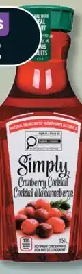 IGA SIMPLY REFRIGERATED CRANBERRY COCKTAIL offer