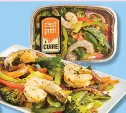 IGA C'EST PRÊT! À CUIRE SHRIMP OR SALMON TRAY WITH VEGETABLES offer