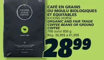 IGA KICKING HORSE ORGANIC AND FAIR TRADE COFFEE BEANS OR GROUND COFFEE offer