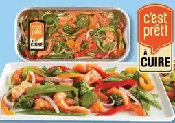 IGA C'EST PRÊT! À CUIRE SHRIMP OR SALMON TRAY WITH VEGETABLES offer
