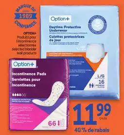 Uniprix OPTION+ Produits pour l'incontinence sélectionnés offer