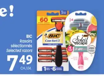 Uniprix BIC Rasoirs sélectionnés /Selected razors offer