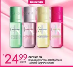 Uniprix CALVIN KLEIN Bruines parfumées sélectionnées Selected fragrance mists offer