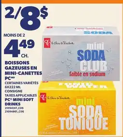 Provigo BOISSONS GAZEUSES EN MINI-CANETTES PC, 6X222 ML | PC MINI SOFT DRINKS offer