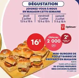 Provigo MINI-BURGERS DE POULET BARBECUE PRÉPARÉS EN MAGASIN, 820 G | IN-STORE PREPARED BBQ CHICKEN SLIDERS offer