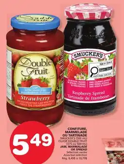 Marches Tradition SMUCKER'S (500 mL) OR DOUBLE FRUIT JAM, MARMALADE OR SPREAD offer