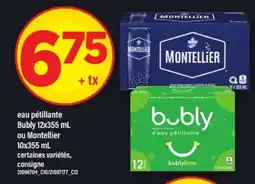 Maxi eau pétillante Bubly ou Montellier offer