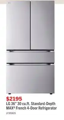The Brick LG 36 30 Cu. Ft. French-Door Refrigerator - Smudge Proof Stainless Steel - LF30S8210S offer