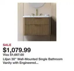 Wayfair Liljan 30'' Wall-Mounted Single Bathroom Vanity with Engineered Stone Top offer