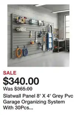 Wayfair Slatwall Panel 8' X 4' Grey Pvc Garage Organizing System With 30Pcs Accessories Set offer