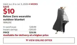 Costco Below Zero wearable outdoor blanket offer
