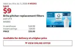 Costco Brita pitcher replacement filters offer