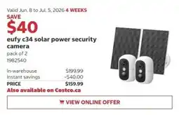 Costco Eufy c34 solar power security camera offer