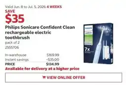 Costco Philips Sonicare Confident Clean rechargeable electric toothbrush offer