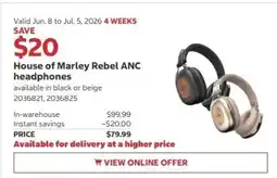 Costco House of Marley Rebel ANC headphones offer