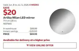 Costco Artika Milan LED mirror offer