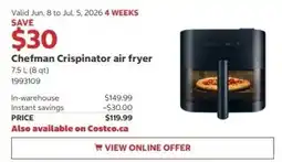 Costco Chefman Crispinator air fryer offer