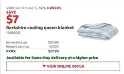 Costco Berkshire cooling queen blanket offer