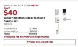 Costco Weiser electronic door lock and handle set offer
