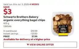 Costco Schwartz Brothers Bakery organic everything bagel chips offer