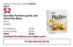 Costco Sensible Portions garlic and chive Pita Bites offer
