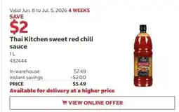 Costco Thai Kitchen sweet red chili sauce offer