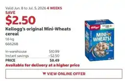 Costco Kellogg's original Mini-Wheats cereal offer