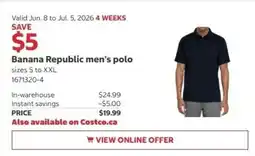 Costco Banana Republic men's polo offer