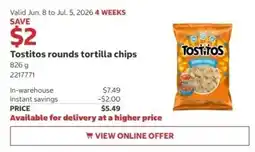 Costco Tostitos rounds tortilla chips offer