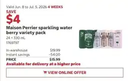 Costco Maison Perrier sparkling water berry variety pack offer