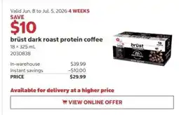 Costco brüst dark roast protein coffee offer