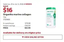 Costco Organika marine collagen offer