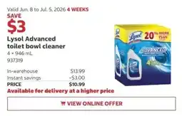 Costco Lysol Advanced toilet bowl cleaner offer