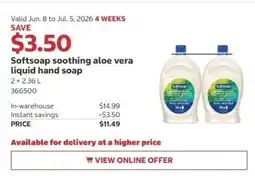 Costco Softsoap soothing aloe vera liquid hand soap offer