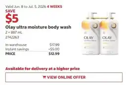 Costco Olay ultra moisture body wash offer