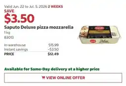 Costco Saputo Deluxe pizza mozzarella offer