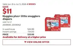 Costco Huggies plus+ little snugglers diapers offer