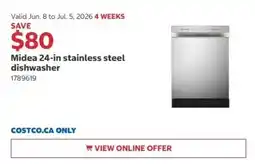 Costco Midea stainless steel dishwasher offer