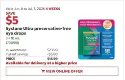 Costco Systane Ultra preservative-free eye drops offer