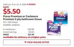 Costco Purex Premium or Cashmere Premium 2-ply bathroom tissue offer