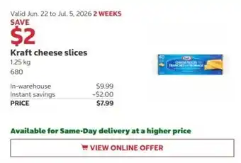 Costco Kraft cheese slices offer