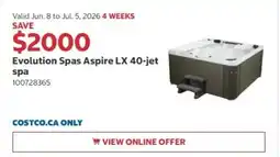 Costco Evolution Spas Aspire LX 40-jet offer