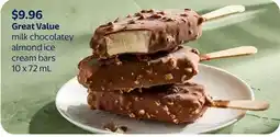Walmart Great Value milk chocolatey almond ice cream bars offer