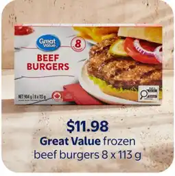 Walmart Great Value Frozen Beef Burgers offer